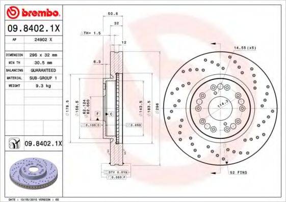 BREMBO 0984021X гальмівний диск