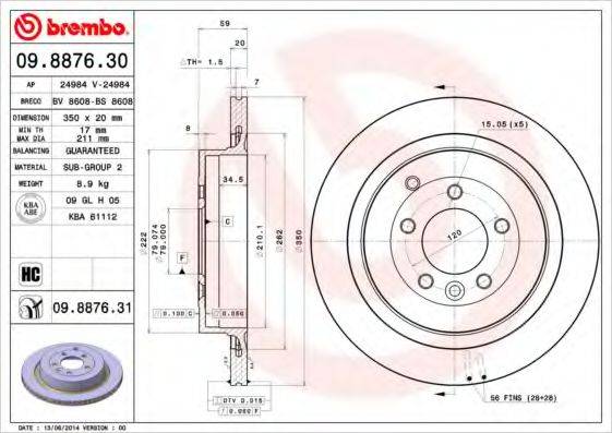 BREMBO 09887631 гальмівний диск