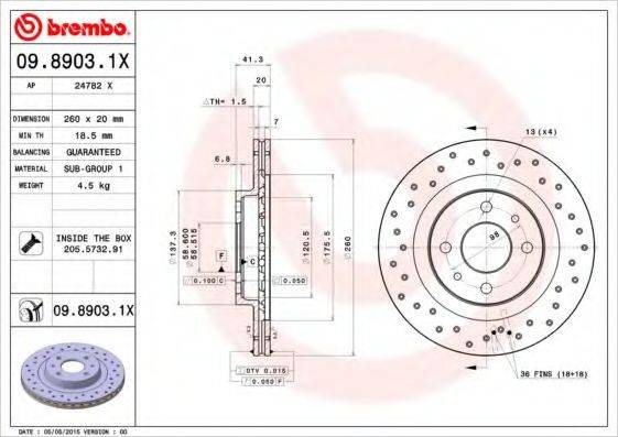 BREMBO 0989031X гальмівний диск