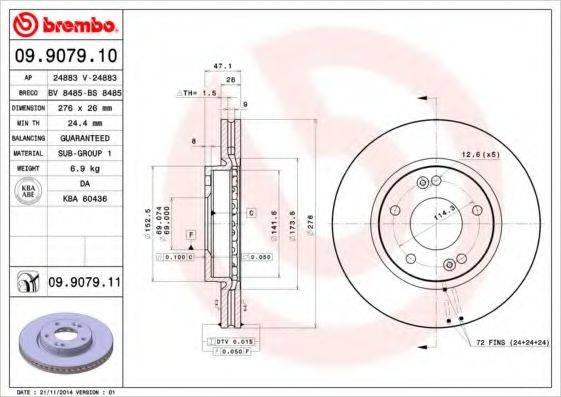 BREMBO 09907911 гальмівний диск