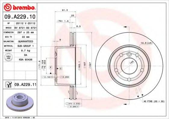 BREMBO 09A22910 гальмівний диск