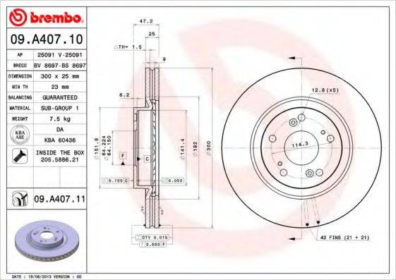 BREMBO 09A40710 гальмівний диск