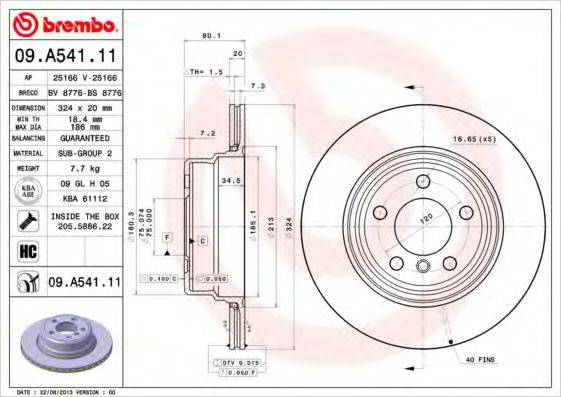 BREMBO 09A54111 гальмівний диск