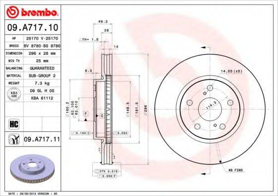 BREMBO 09A71711 гальмівний диск