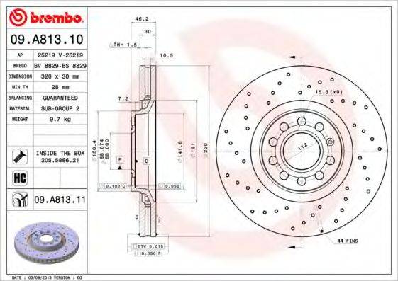 BREMBO 09A81311 гальмівний диск