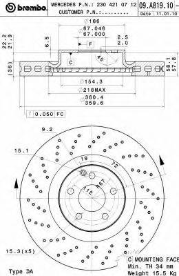 BREMBO 09A81911 гальмівний диск