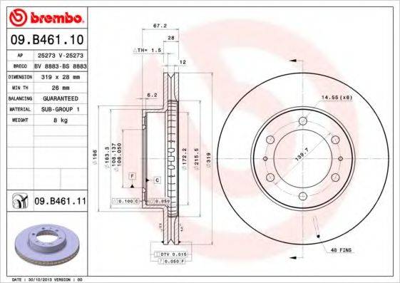 BREMBO 09B46111 гальмівний диск