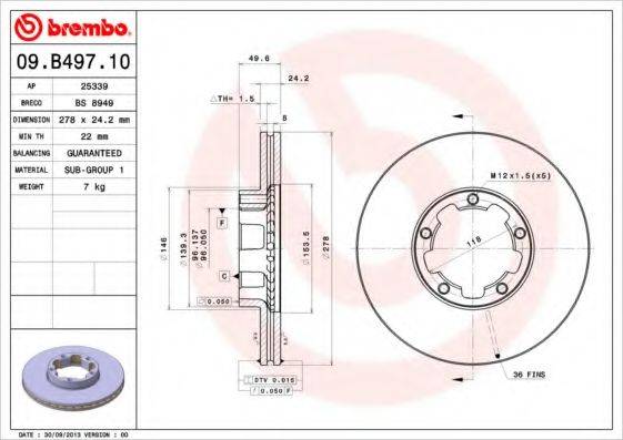 BREMBO 09B49710 гальмівний диск