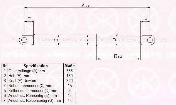 KLOKKERHOLM 00602800 Газова пружина, капот