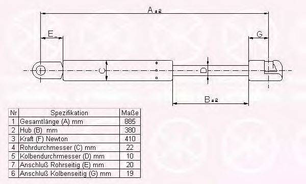 KLOKKERHOLM 00122800 Газова пружина, капот