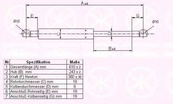 KLOKKERHOLM 81437100 Газова пружина, кришка багажника