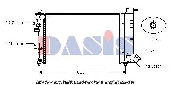 AKS DASIS 160440N Радіатор, охолодження двигуна