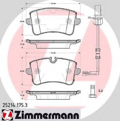 ZIMMERMANN 252141753 Комплект гальмівних колодок, дискове гальмо