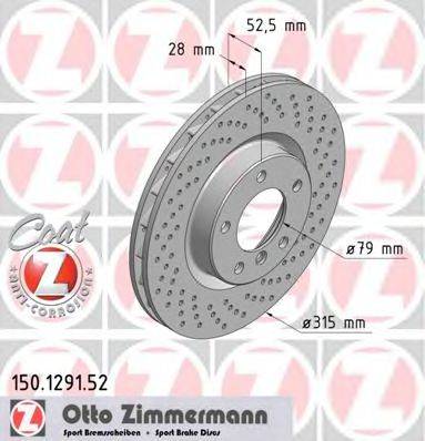 ZIMMERMANN 150129152 гальмівний диск