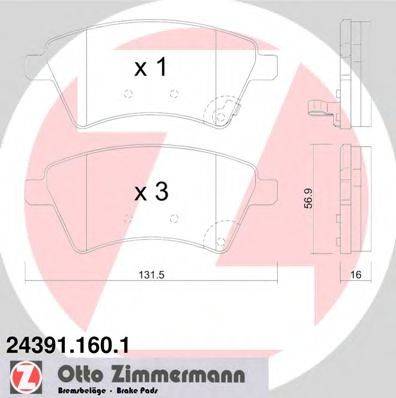 ZIMMERMANN 243911601 Комплект гальмівних колодок, дискове гальмо