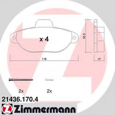 ZIMMERMANN 214361704 Комплект гальмівних колодок, дискове гальмо