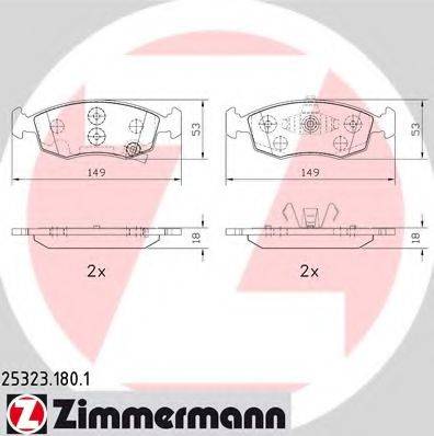 ZIMMERMANN 253231801 Комплект гальмівних колодок, дискове гальмо