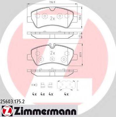 ZIMMERMANN 256031752 Комплект гальмівних колодок, дискове гальмо