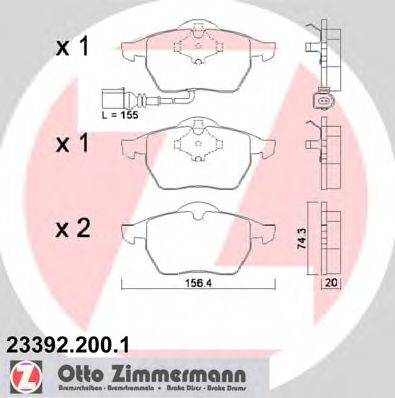 ZIMMERMANN 233922001 Комплект гальмівних колодок, дискове гальмо