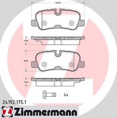 ZIMMERMANN 241921751 Комплект гальмівних колодок, дискове гальмо