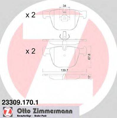 ZIMMERMANN 233091701 Комплект гальмівних колодок, дискове гальмо