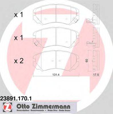 ZIMMERMANN 238911701 Комплект гальмівних колодок, дискове гальмо