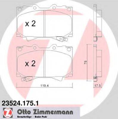 ZIMMERMANN 235241751 Комплект гальмівних колодок, дискове гальмо