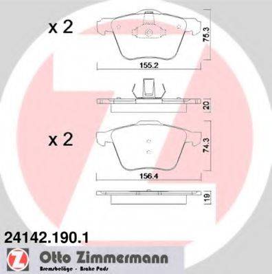 ZIMMERMANN 241421901 Комплект гальмівних колодок, дискове гальмо