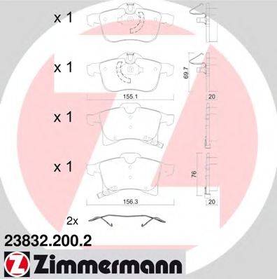 ZIMMERMANN 238322002 Комплект гальмівних колодок, дискове гальмо