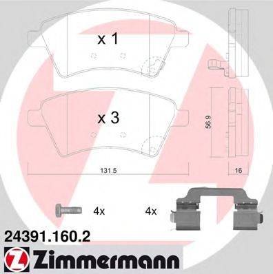 ZIMMERMANN 243911602 Комплект гальмівних колодок, дискове гальмо