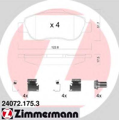 ZIMMERMANN 240721753 Комплект гальмівних колодок, дискове гальмо