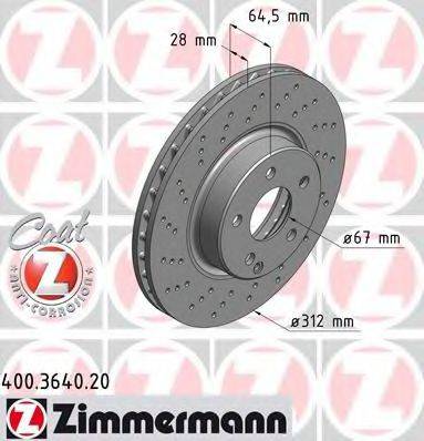 ZIMMERMANN 400364020 гальмівний диск