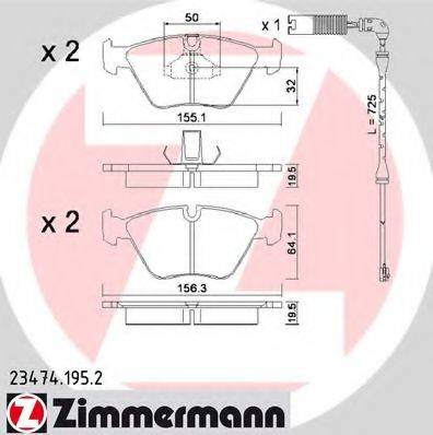 ZIMMERMANN 234741952 Комплект гальмівних колодок, дискове гальмо