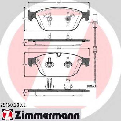 ZIMMERMANN 251602002 Комплект гальмівних колодок, дискове гальмо