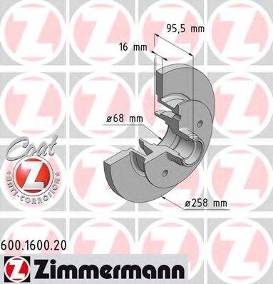 ZIMMERMANN 600160020 гальмівний диск