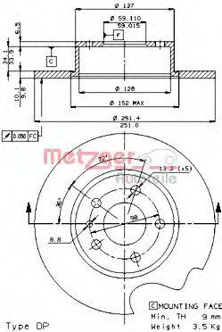 METZGER 14079V гальмівний диск