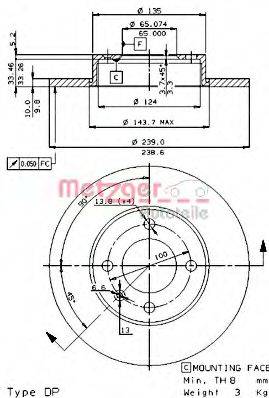 METZGER 16400E гальмівний диск