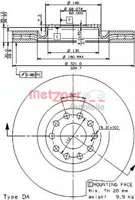 METZGER 24802V гальмівний диск