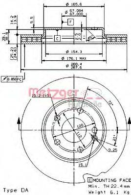 METZGER 24923V гальмівний диск