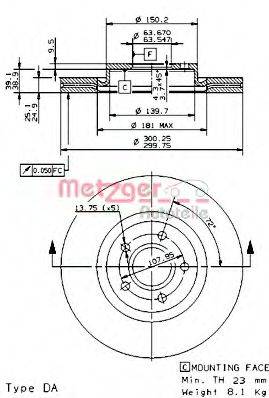 METZGER 24925V гальмівний диск