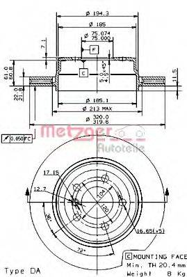 METZGER 24932 гальмівний диск