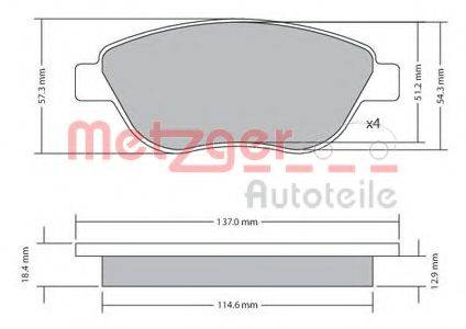 METZGER 1170048 Комплект гальмівних колодок, дискове гальмо