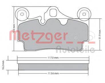 METZGER 1170191 Комплект гальмівних колодок, дискове гальмо