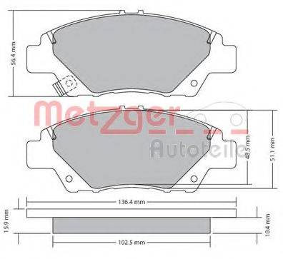 METZGER 1170367 Комплект гальмівних колодок, дискове гальмо