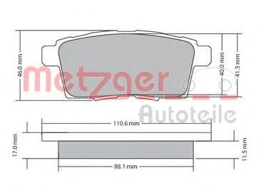 METZGER 1170686 Комплект гальмівних колодок, дискове гальмо