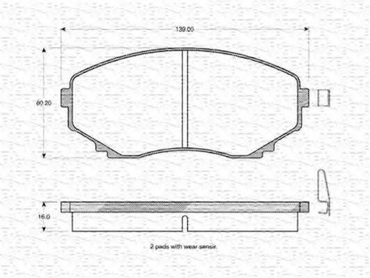 MAGNETI MARELLI 363702160608 Комплект гальмівних колодок, дискове гальмо