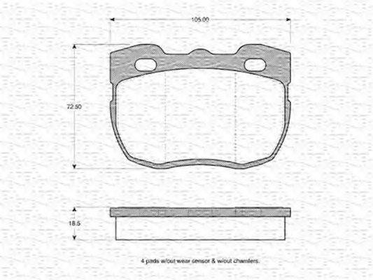 MAGNETI MARELLI 363702160828 Комплект гальмівних колодок, дискове гальмо