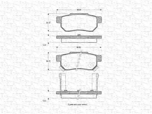 MAGNETI MARELLI 363702160861 Комплект гальмівних колодок, дискове гальмо