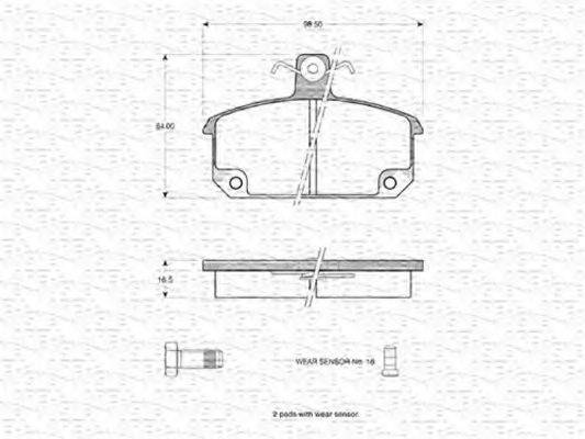 MAGNETI MARELLI 363702160874 Комплект гальмівних колодок, дискове гальмо