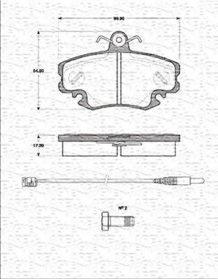 MAGNETI MARELLI 363702161182 Комплект гальмівних колодок, дискове гальмо